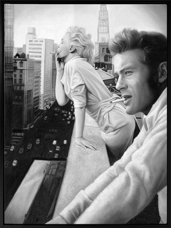 James and Marilyn Mono Canvas Art Print