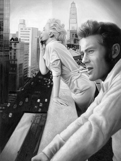 James and Marilyn Mono Canvas Art Print