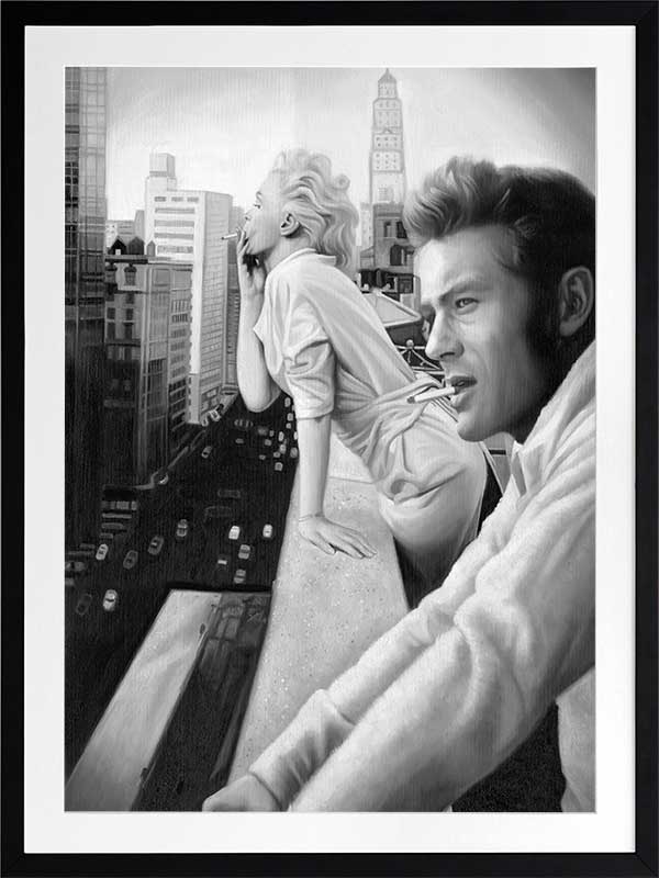 James and Marilyn Mono Poster Framed Art Print