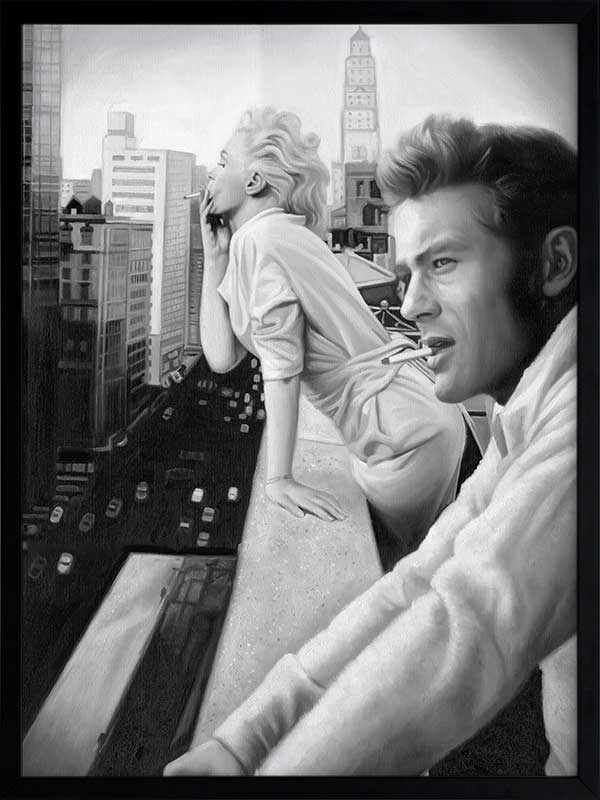 James and Marilyn Mono Poster Framed Art Print