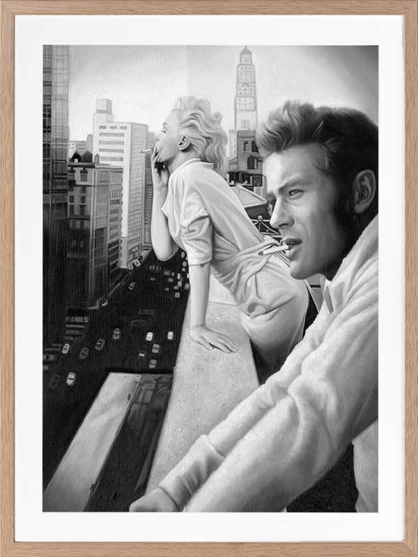 James and Marilyn Mono Poster Framed Art Print