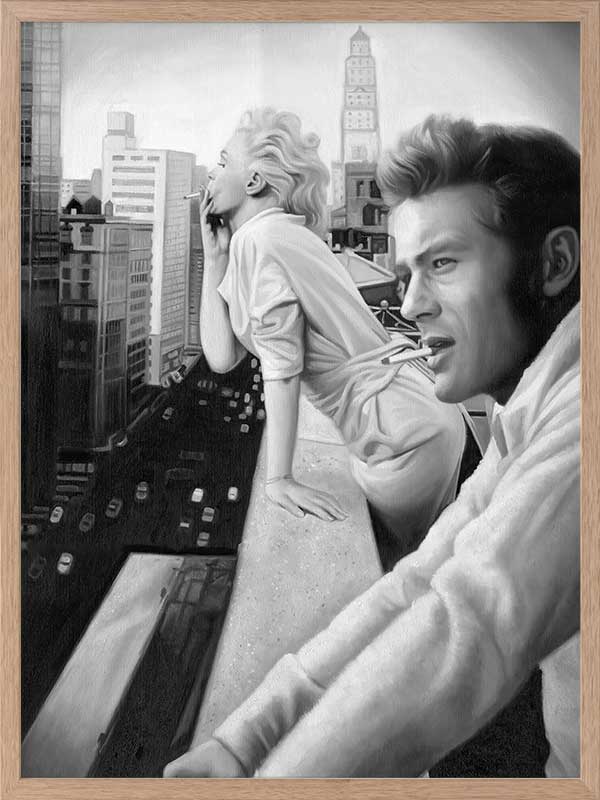 James and Marilyn Mono Poster Framed Art Print
