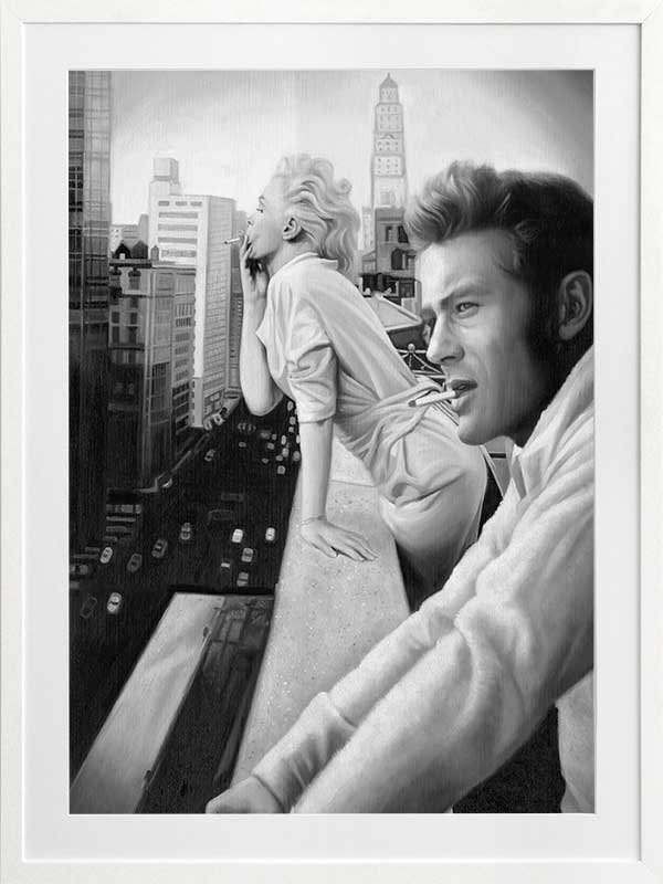 James and Marilyn Mono Poster Framed Art Print