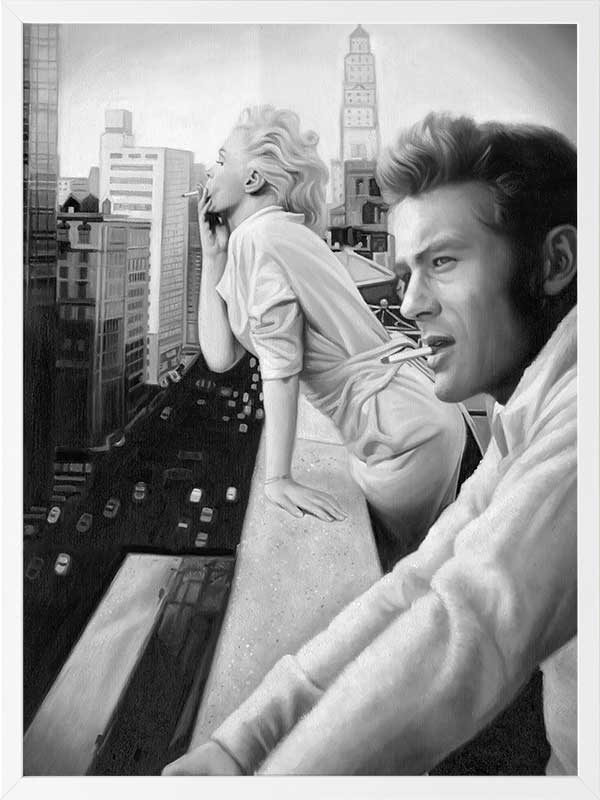 James and Marilyn Mono Poster Framed Art Print