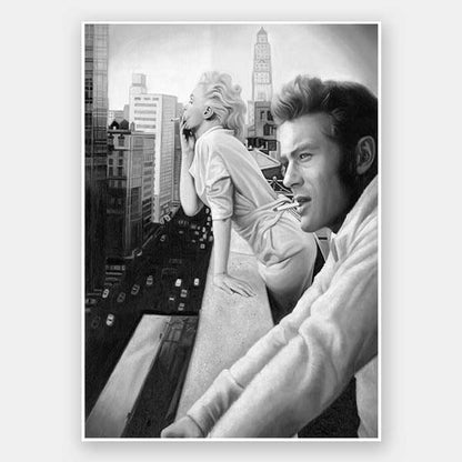 James and Marilyn Mono Unframed Art Print