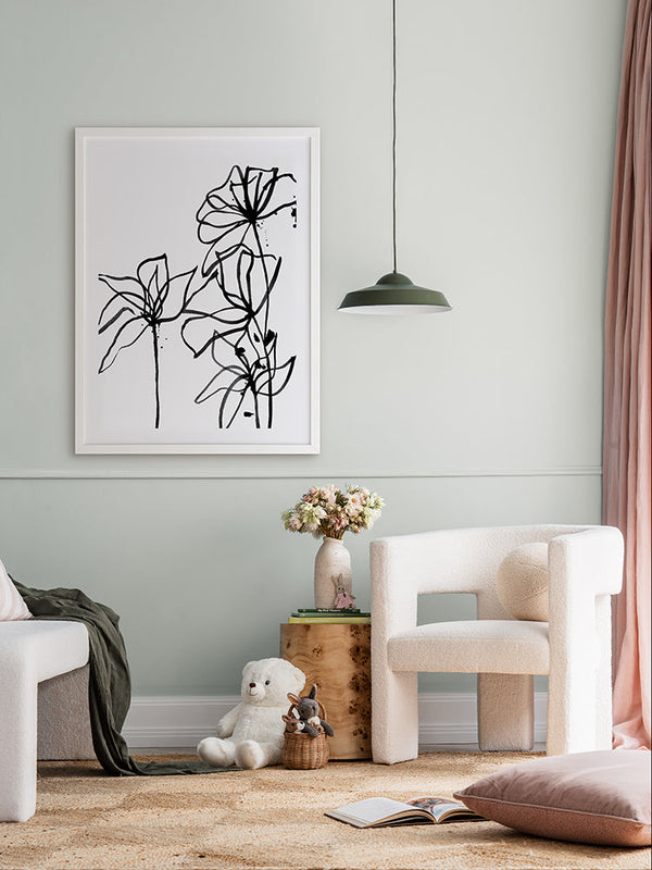 Ink Flowers I Poster Framed Art Print | Lifestyle