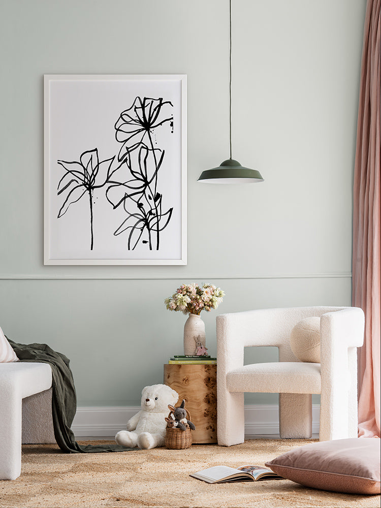 Ink Flowers I Poster Framed Art Print | Lifestyle
