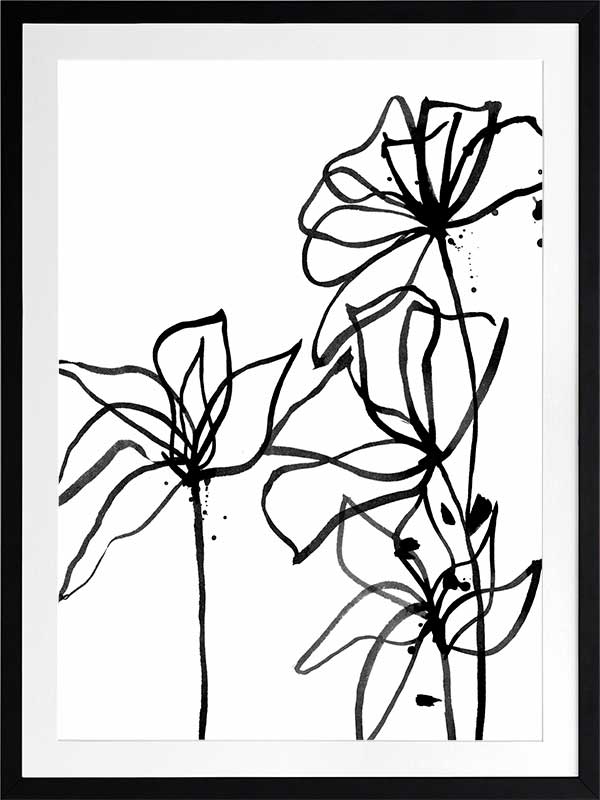 Ink Flowers I Poster Framed Art Print