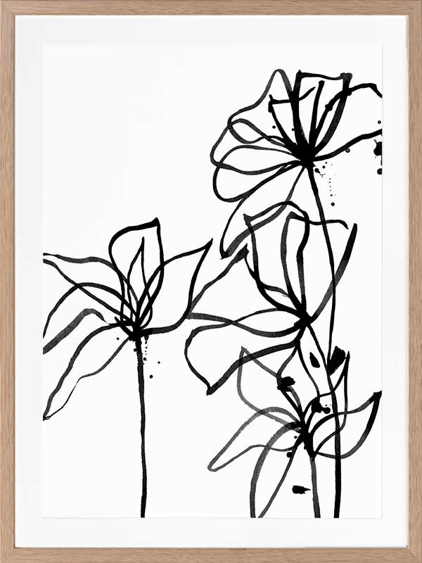 Ink Flowers I Poster Framed Art Print