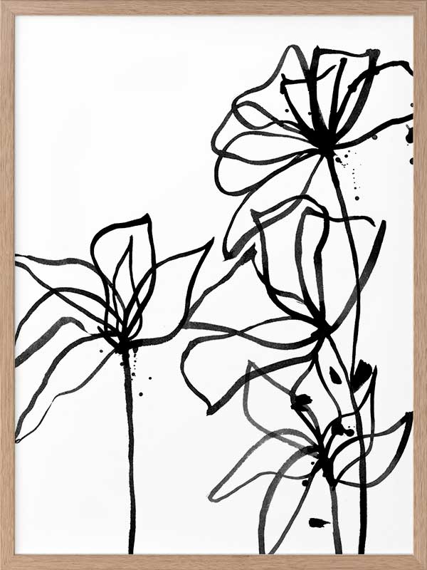 Ink Flowers I Poster Framed Art Print