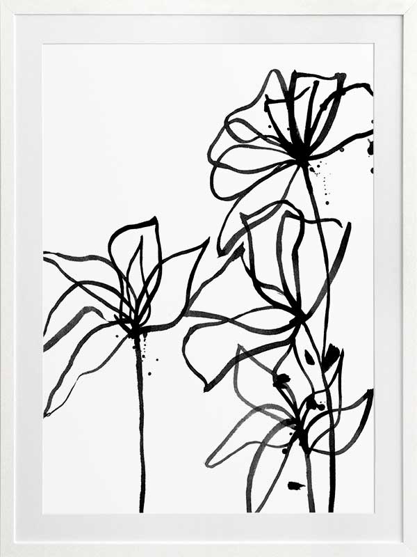 Ink Flowers I Poster Framed Art Print