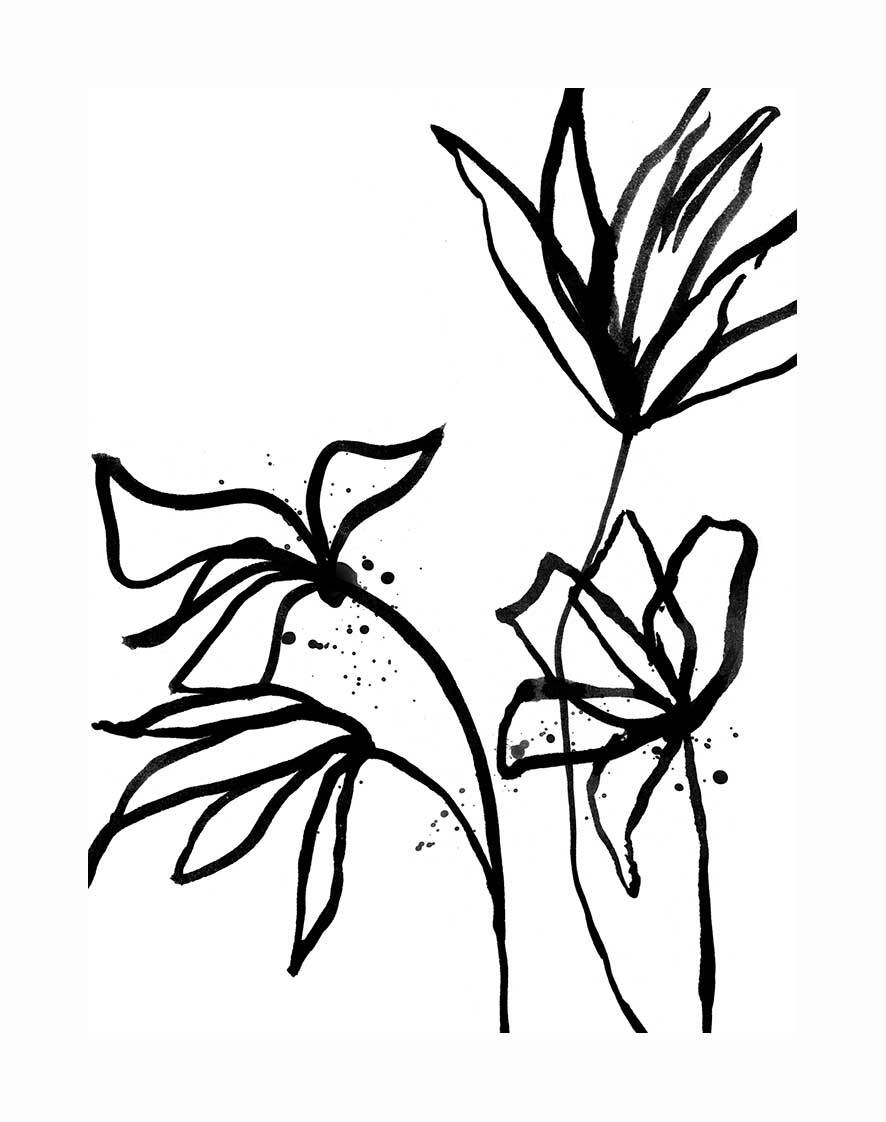 Ink Flowers II Unframed Art Print