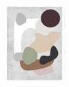 The Atmos Unframed Art Print by Urban Road features overlapping, soft organic shapes in brown, beige, green, gray, black, and white on a textured light gray background. The varied sizes add visual interest to this muted abstract artwork.