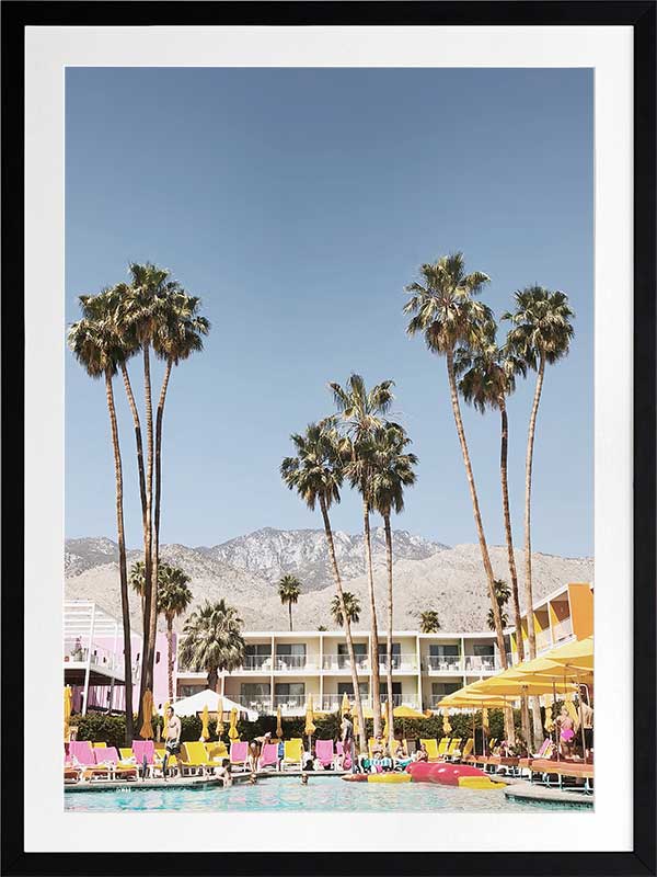 Poolside at the Saguaro Poster Framed Art Print