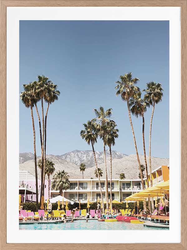 Poolside at the Saguaro Poster Framed Art Print