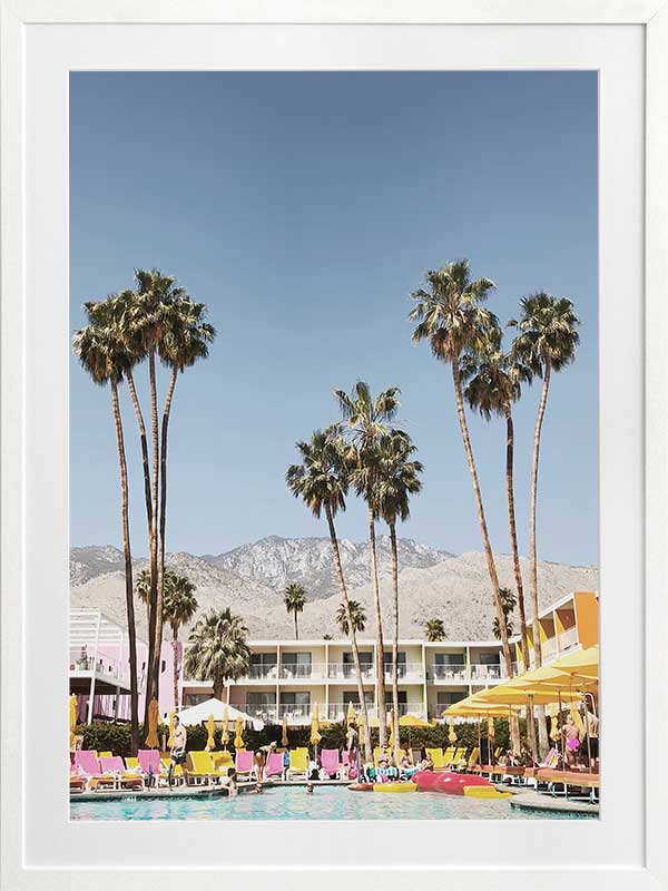 Poolside at the Saguaro Poster Framed Art Print