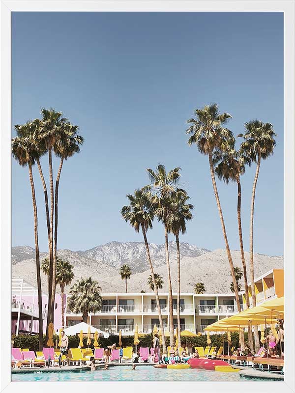 Poolside at the Saguaro Poster Framed Art Print