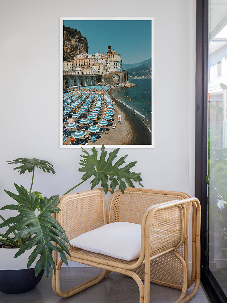 Italian Beachgoers Poster Framed Art Print | Lifestyle