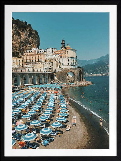 Italian Beachgoers Poster Framed Art Print