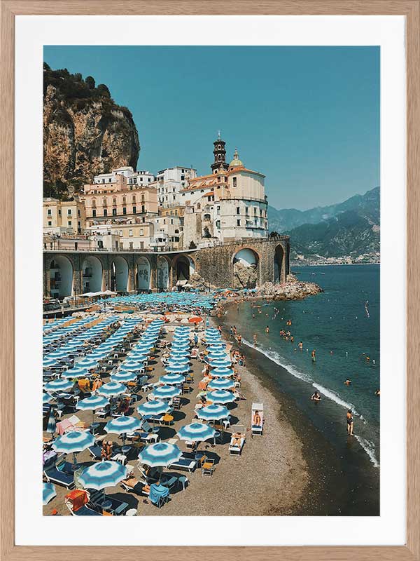 Italian Beachgoers Poster Framed Art Print