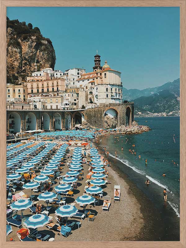 Italian Beachgoers Poster Framed Art Print