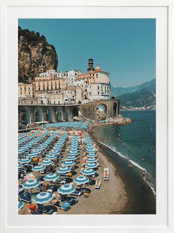 Italian Beachgoers Poster Framed Art Print
