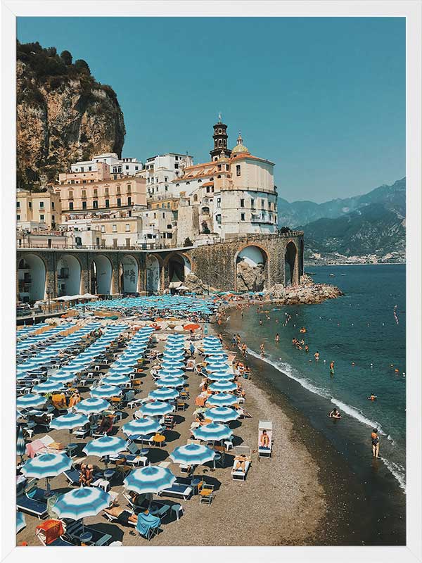 Italian Beachgoers Poster Framed Art Print