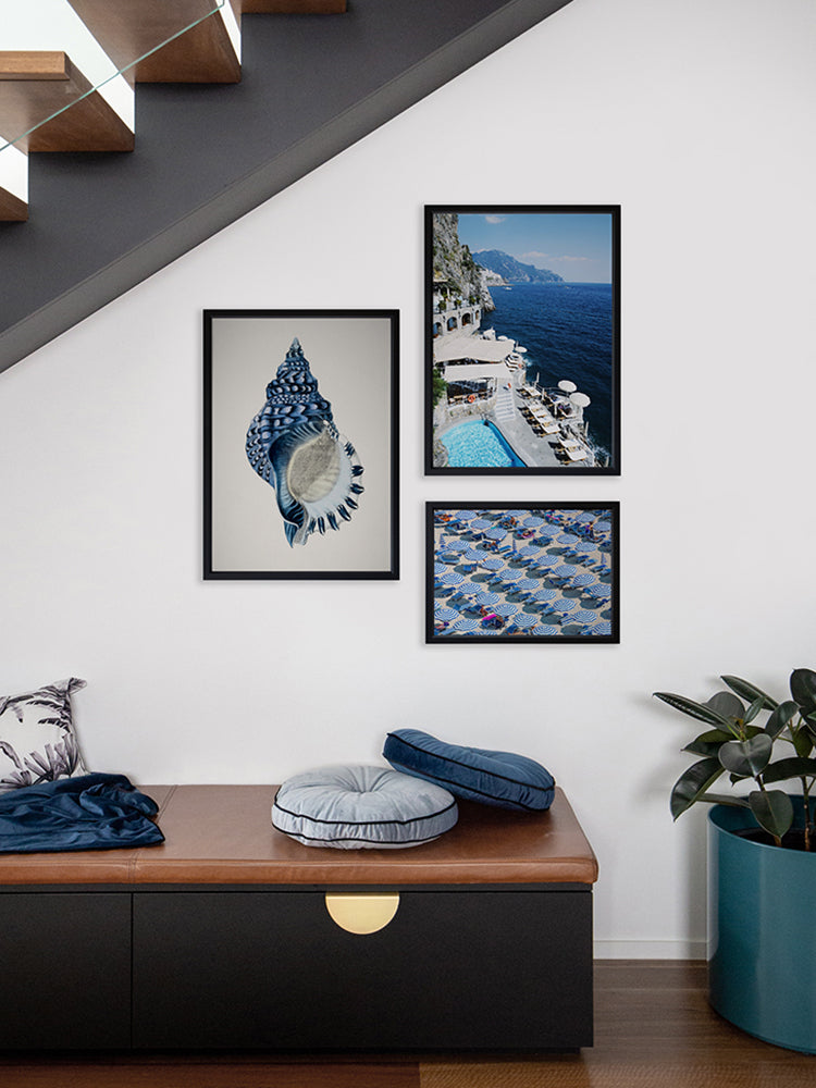 Indigo Conch II Poster Framed Art Print | Lifestyle