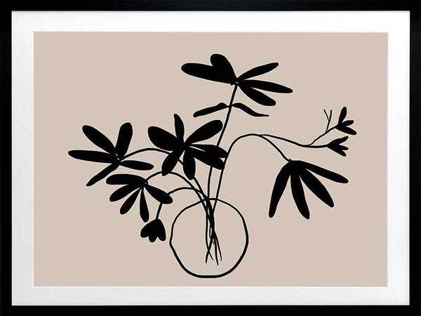 Beige Etchings III Poster Framed Art Print