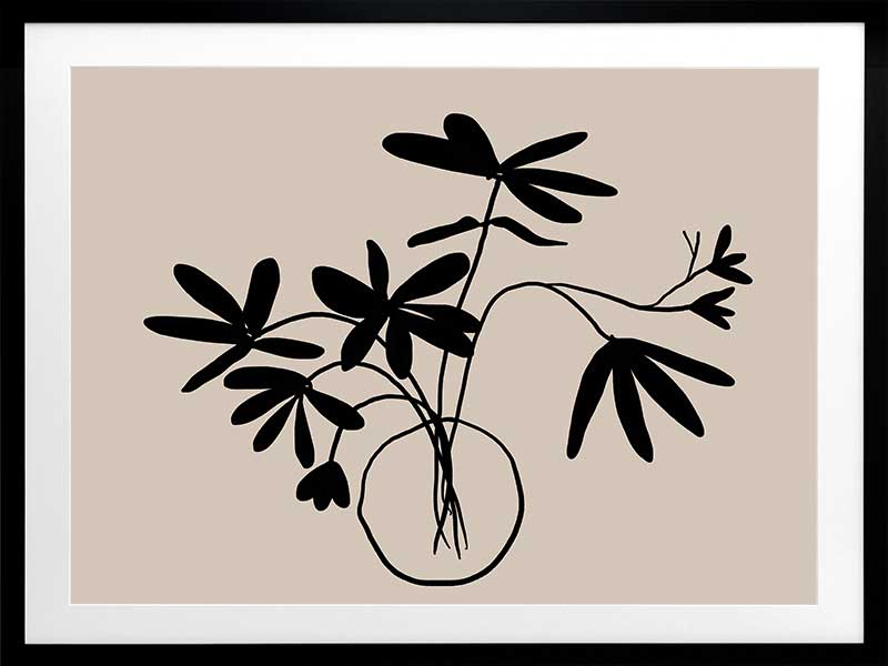 Beige Etchings III Poster Framed Art Print