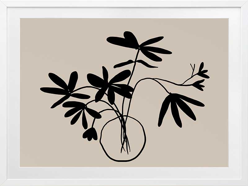 Beige Etchings III Poster Framed Art Print