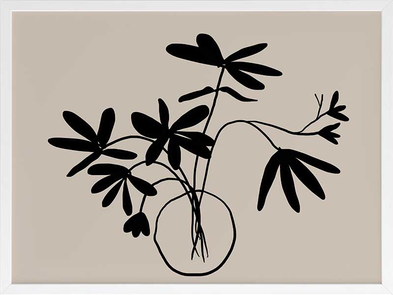 Beige Etchings III Poster Framed Art Print