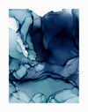 The Blueberry I Unframed Art Print by Urban Road features abstract alcohol ink artwork with flowing navy blue and teal swirls, blending seamlessly for a marble-like effect reminiscent of ocean waves or ink in water.