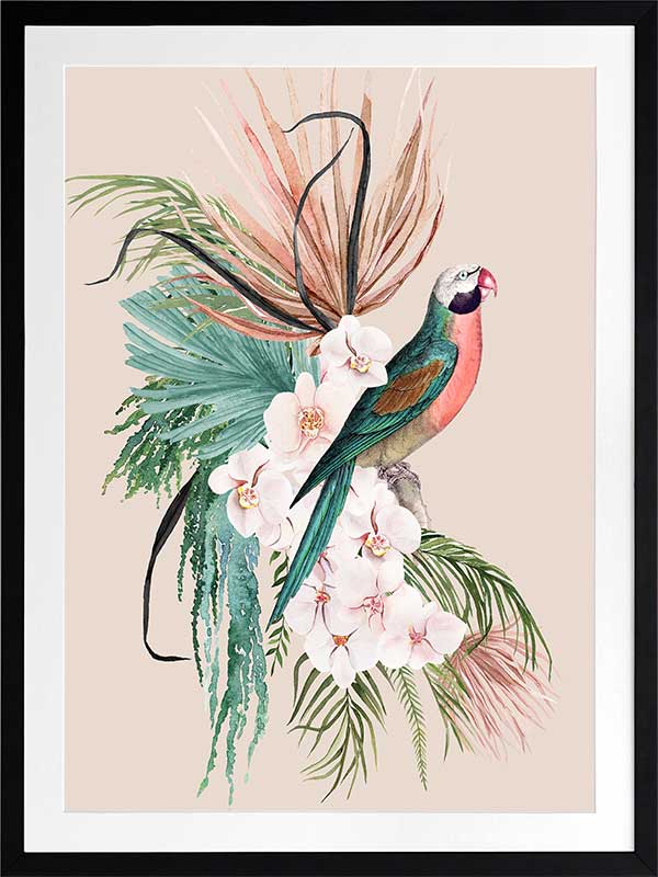 Parrot Oasis Poster Framed Art Print