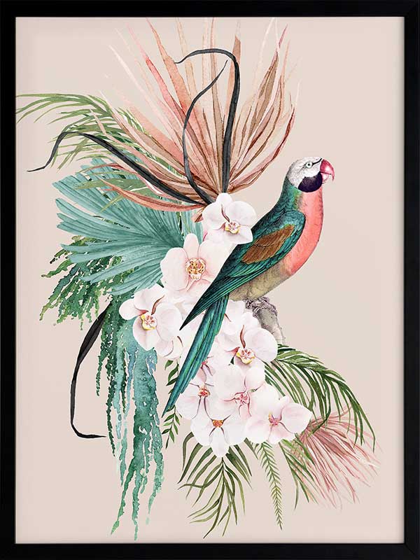 Parrot Oasis Poster Framed Art Print