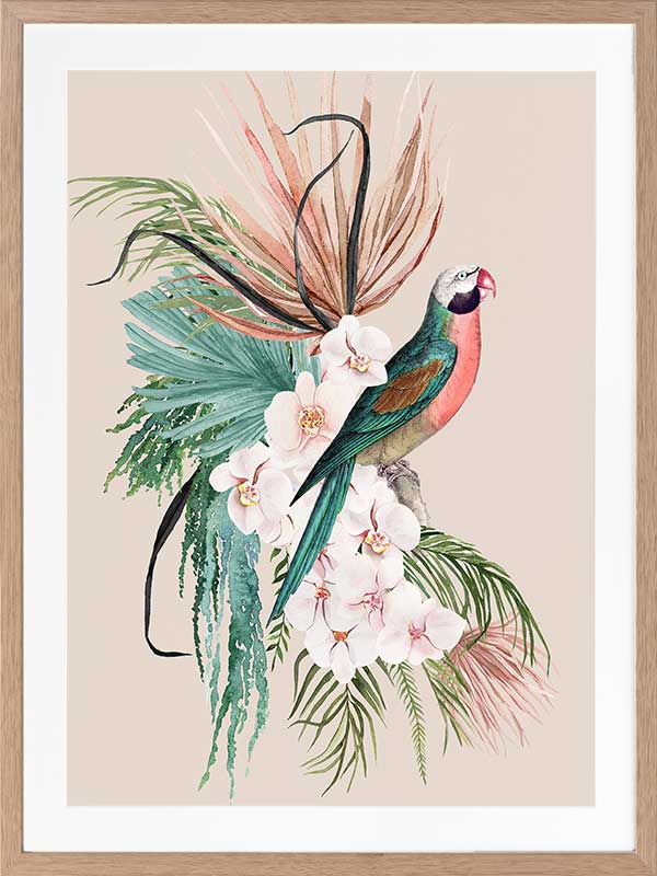 Parrot Oasis Poster Framed Art Print