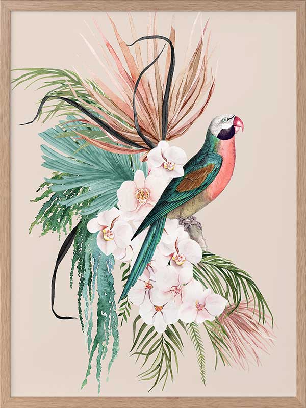 Parrot Oasis Poster Framed Art Print