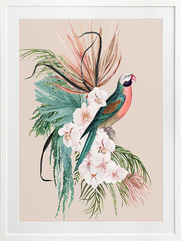 Parrot Oasis Poster Framed Art Print