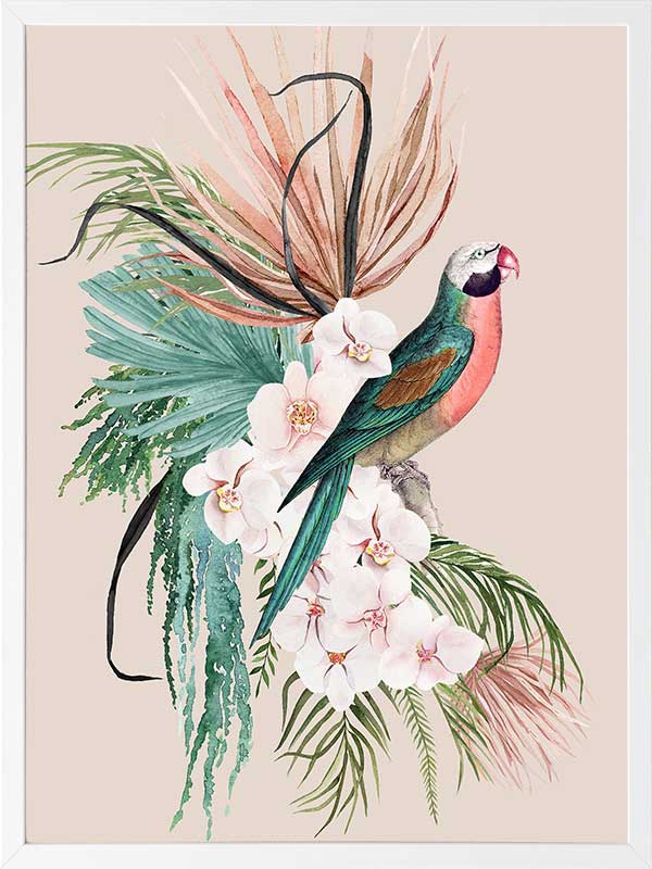 Parrot Oasis Poster Framed Art Print