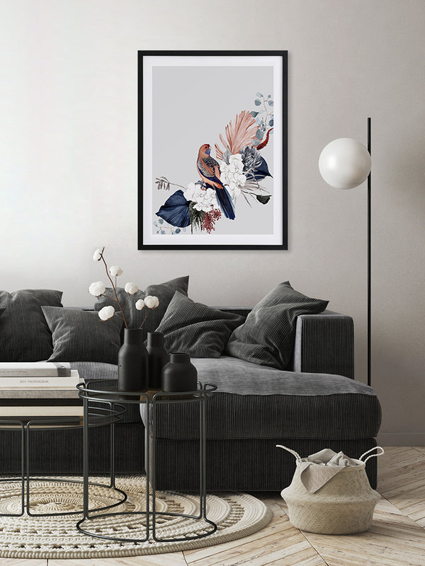 Blushing Rosella Poster Framed Art Print | Lifestyle