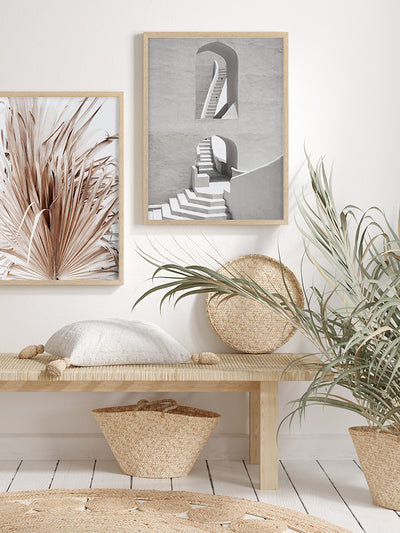 Winding Staircase Grey Poster Framed Art Print | Lifestyle