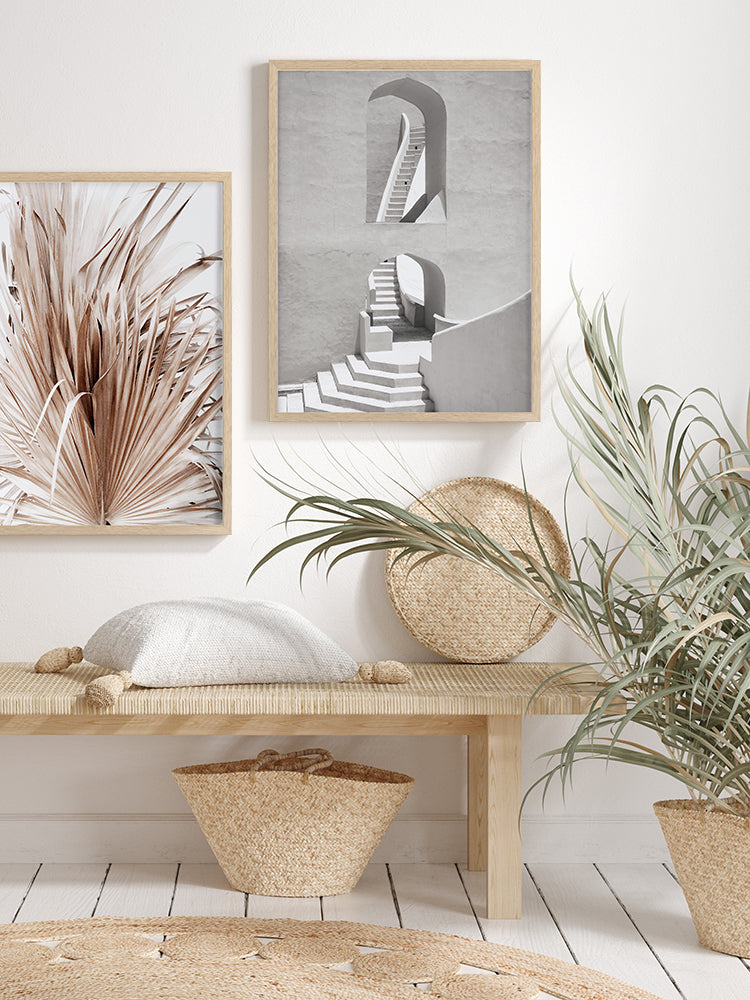 Winding Staircase Grey Poster Framed Art Print | Lifestyle