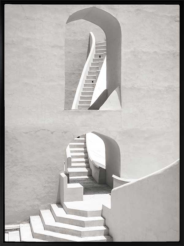 Winding Staircase Grey Canvas Art Print