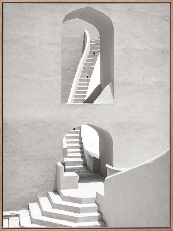 Winding Staircase Grey Canvas Art Print