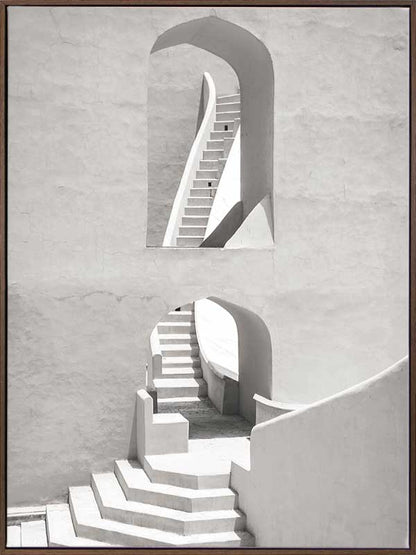 Winding Staircase Grey Canvas Art Print