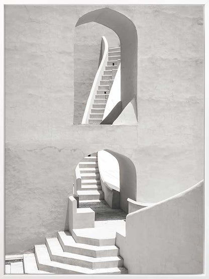 Winding Staircase Grey Canvas Art Print