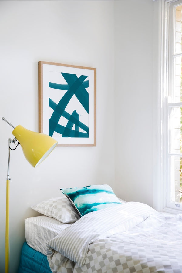 Balancing Act - Peacock Framed Art Print | Lifestyle