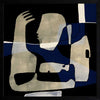 Modern abstract artwork featuring overlapping beige and navy-blue human-like forms with expressive gestures, from the Shatha collection with Urban Road.