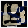 Modern abstract artwork featuring overlapping beige and navy-blue human-like forms with expressive gestures, from the Shatha collection with Urban Road.