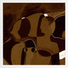 Dark and moody abstract piece with overlapping warm brown shapes and softly contoured silhouettes, from the Shatha collection with Urban Road.